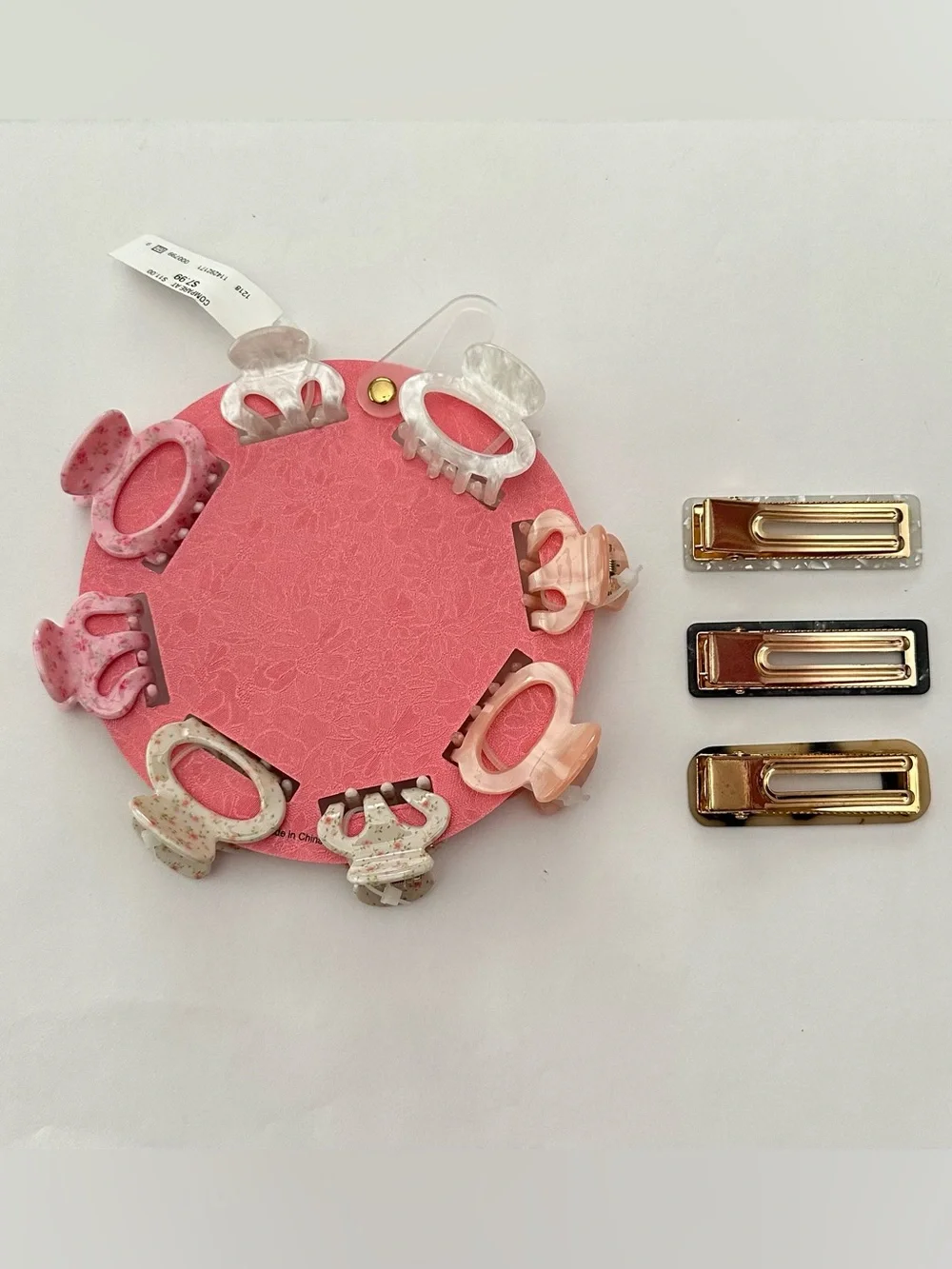 Pink Linen Small Hair Claws and Clips Bundle Pinks